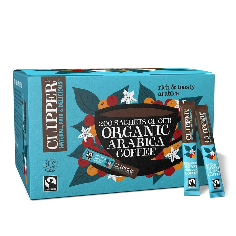 Clipper Organic Medium Roast Arabica Coffee, 200 Sachets, Individually Wrapped Instant Coffee, Gourmet Coffee, Sustainable Fairtrade by Clipper Teas, Ethically Sourced Eco Conscious – Blue - Image 1