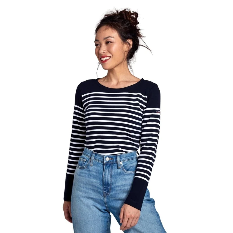 Armor Lux Women's Marinière amiral Femme Long Sleeve Top Not Applicable, Multicolour (Bi8 Rich Navy/Blanc Bi8), 18 (Manufacturer Size: 5)