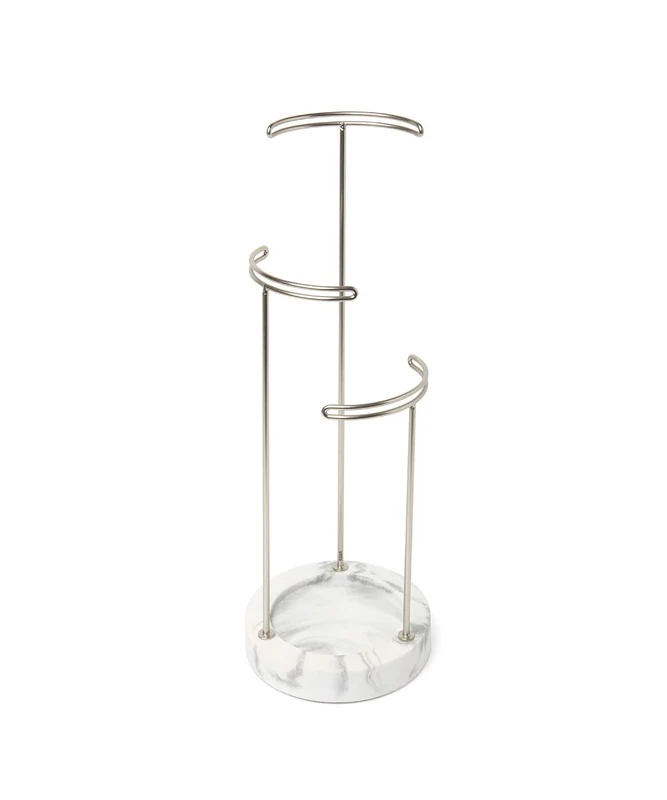 Umbra Tesora 3 Tier Jewelry Stand, Earring Holder, Accessory Organizer and Display, White/Nickel