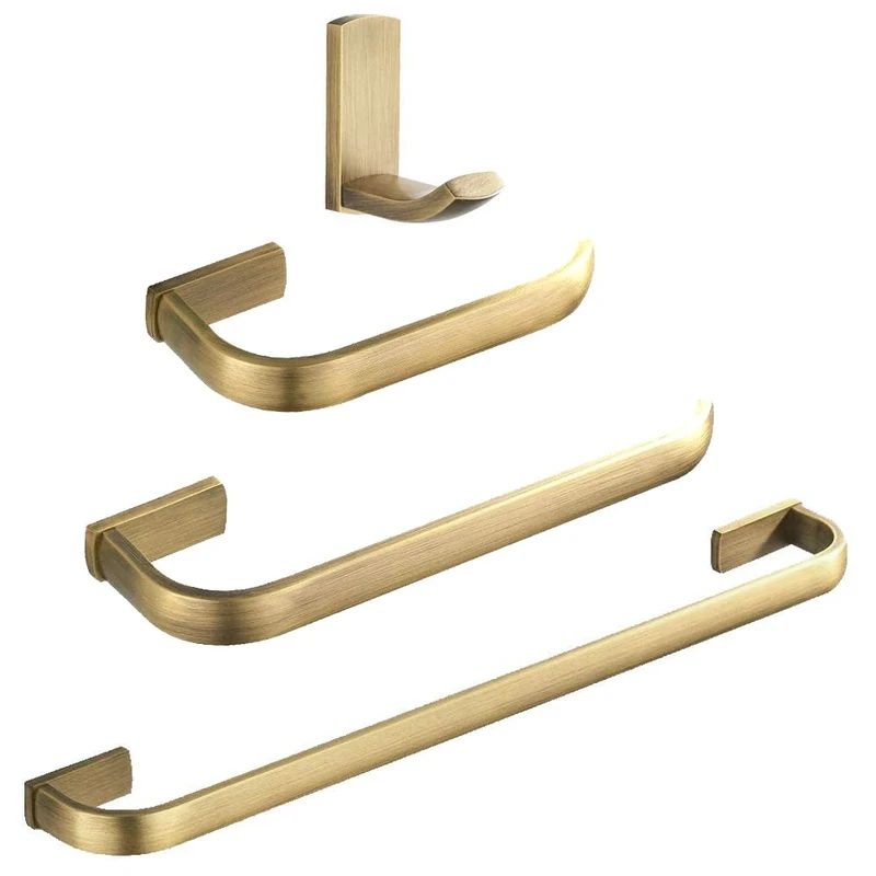 WINCASE Brass Bathroom Accessories, Bath Towel Holder Antique, Toilet Paper Holder Brushed Brass Wall Mounted Towel Bar-24 Inch Set