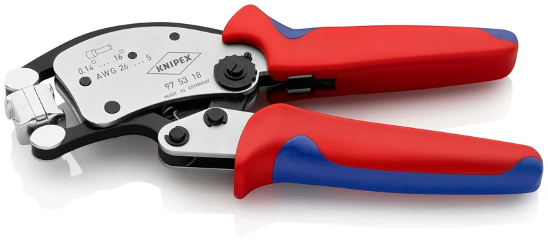 KNIPEX Twistor16 Self-Adjusting Crimping Pliers for Wire Ferrules with Rotatable Die Head, 0.14-16 mm², Square Crimp, Crimping Tool, 97 53 18