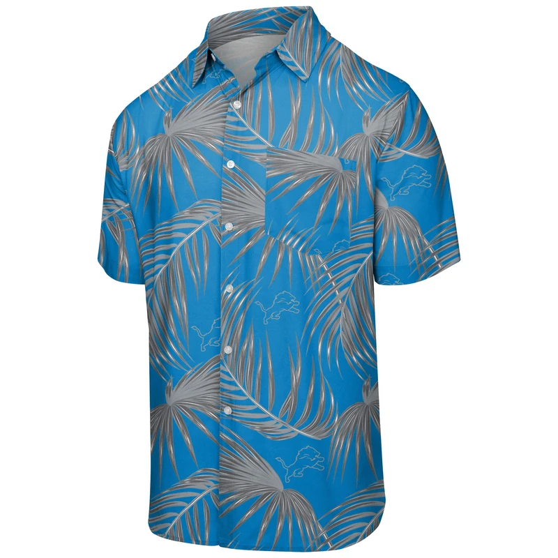 FOCO NFL Mens NFL Team Logo Floral Aloha Tropical Button Up Shirt