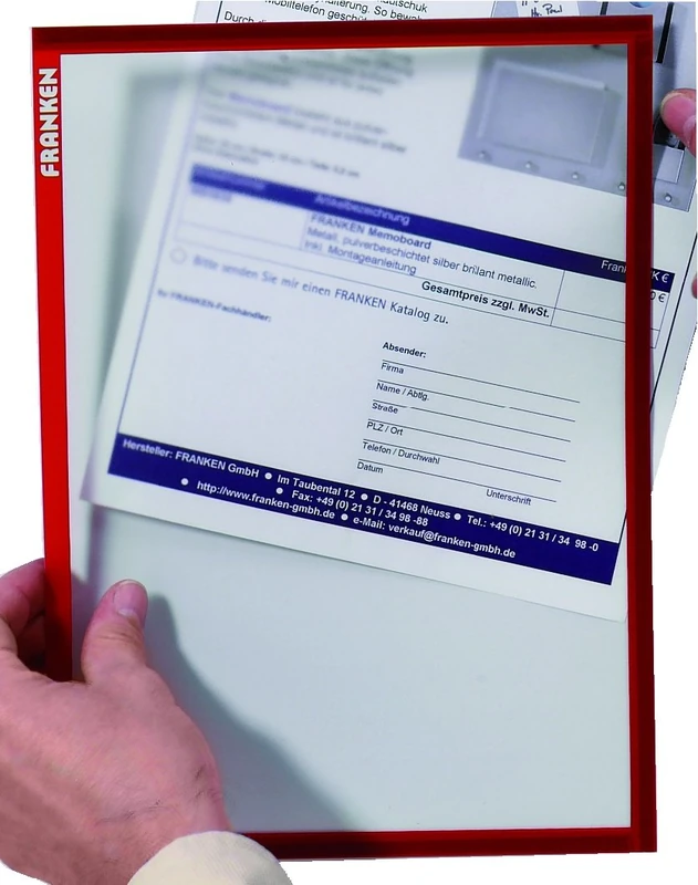 FRANKEN Frame It ECO ITH4M/10 01 Document Holder DIN A4 Magnetic Pack of 10 Red