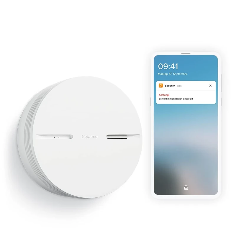 Netatmo Smart Smoke Detector, 10-Year Battery, Self-Test Function, 85 dB Alarm, Standalone Device, EN14604 Certified, NSA-DE