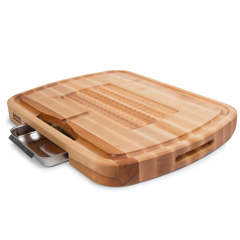 Boos Block Juice Groove Chopping Board With Drip Tray - Butchers Block Extra Thick - North American Hard Maple - 24 x 18 x 2.25 Inches