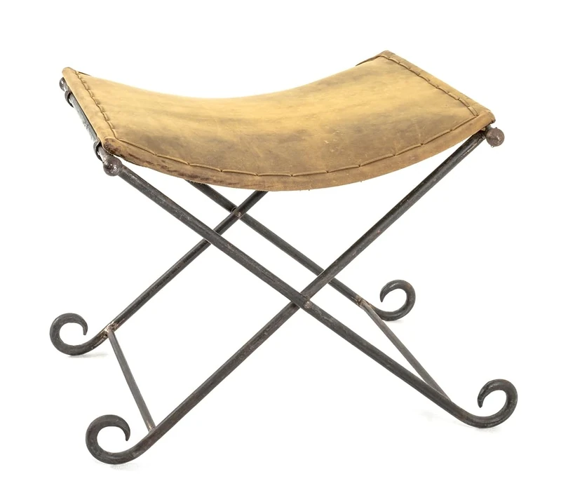 Haku-Möbel Vintage Leather Folding Stool 50 x 60 x 45 cm