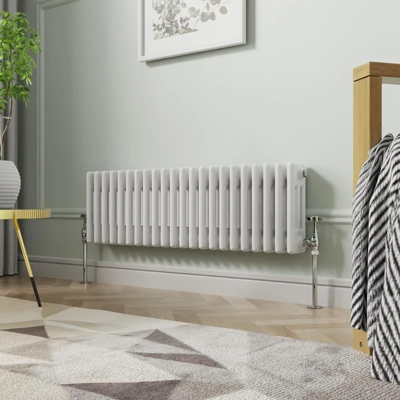 NRG 300 x 1010 mm Gloss White Horizontal Cast Iron Radiator Triple Panel