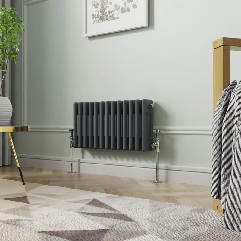 NRG 300 x 605mm Traditional Anthracite Horizontal Cast Iron Style Radiator Triple Panel