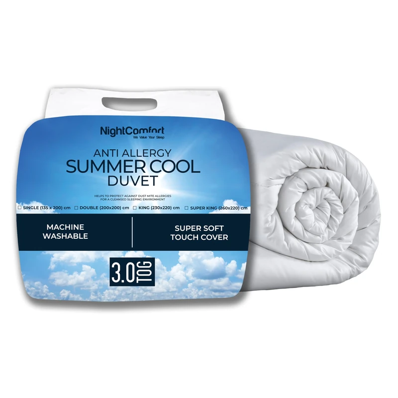 Night Comfort Anti Allergy Luxury 3 Tog Summer Duvet, King Size - Premium Microfibre Quilt Filled with Fluffy Hollowfibre