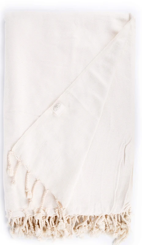 Bersuse 100% Cotton - Milas XXL Throw Blanket Turkish Towel - White