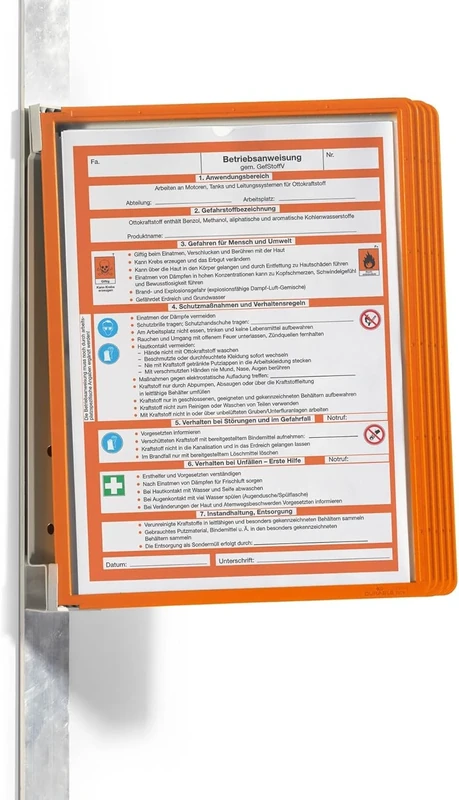 Durable 591409 Display Board Wall Holder (Vario Magnet Wall 5, with 5 Display Boards A4) Orange
