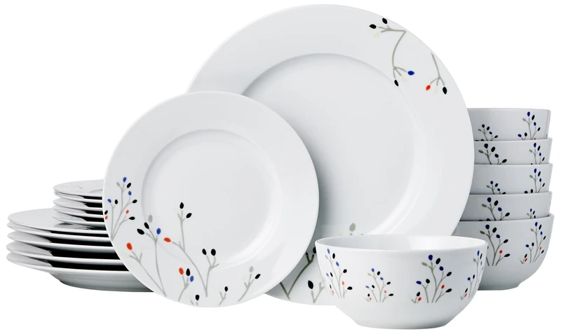 Amazon Basics 18-Piece Dinnerware Set - Branches, Service for 6