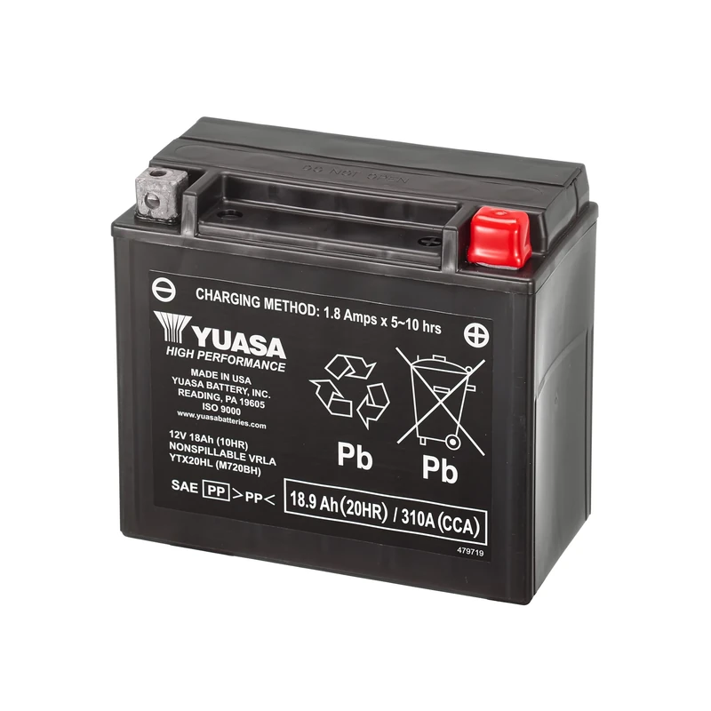 Yuasa YTX20HL 12V 310 CCA High Performance Maintenance Free AGM VRLA Motorbike Battery