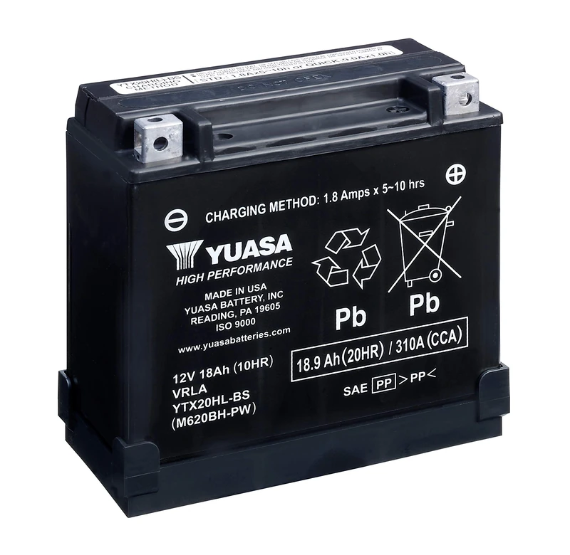 Yuasa YTX20HL-PW 12V 310 CCA High Performance Maintenance Free AGM VRLA Motorbike Battery