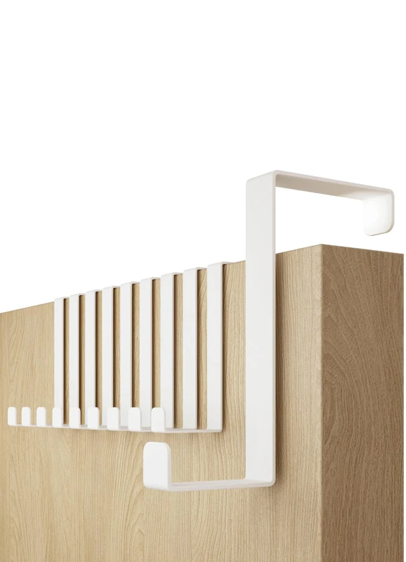 4smile Over Door Hook Set of 10 - Holds 8KG - White Coat Hooks for Leaf Depth 3.6 cm (1.4") + 4.6 cm (1.8") Sturdy Hangers for Clothes, Wreath Hanger