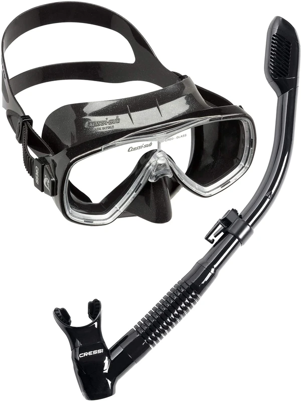 Cressi Onda Scuba Diving Snorkel Mask, Premium Dry Snorkel, Black