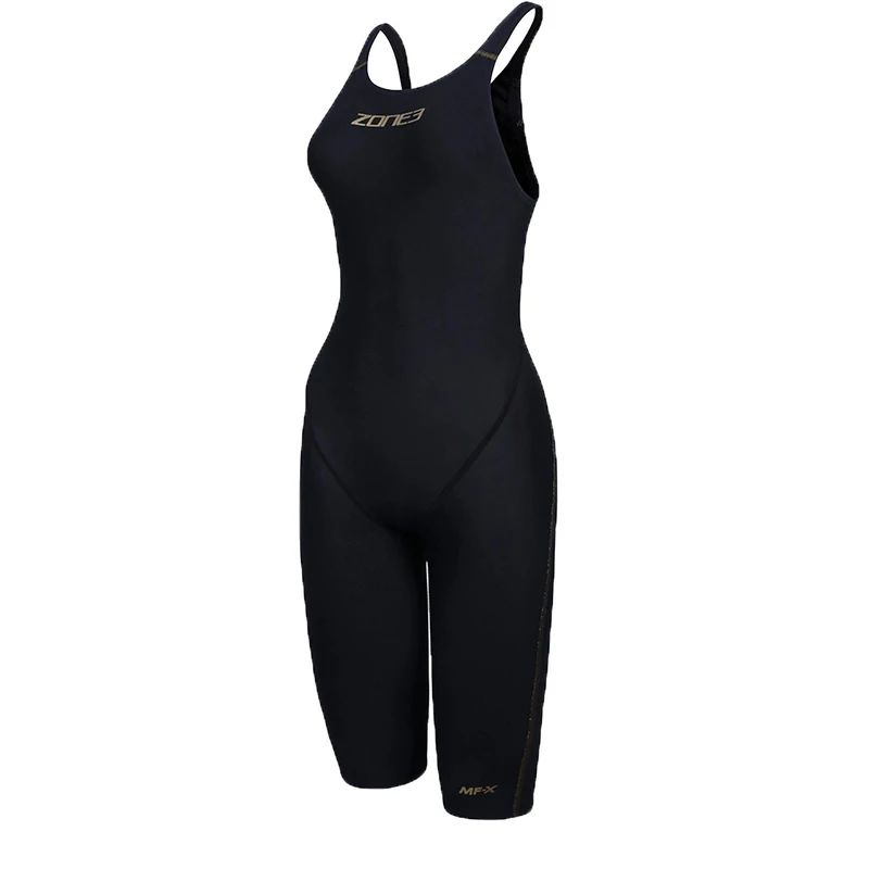 ZONE3 Women's MF-X Performance Gold FINA Approved Swim Kneeskin, Black, 30