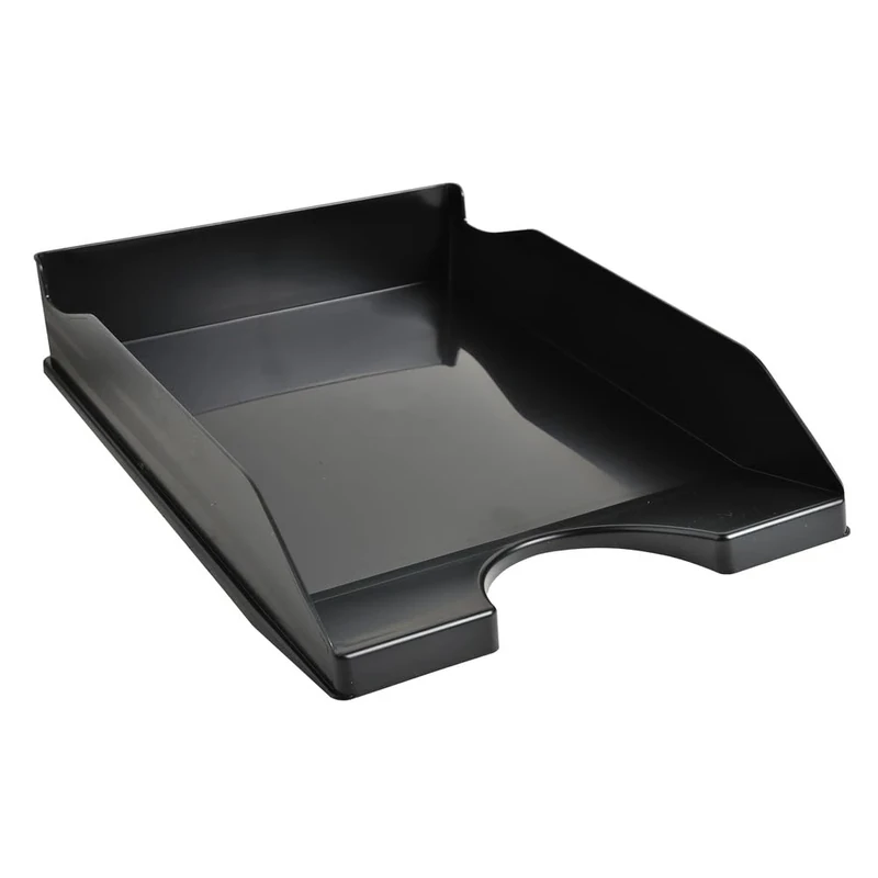 Exacompta - Ref 123014D - ECOBlack EcoTray Letter Tray - 345 x 255 x 65mm in Size, Suitable for A4+ Documents, Holds Approx. 500 Sheets, Stackable Vertically - Black (Pack of 10)
