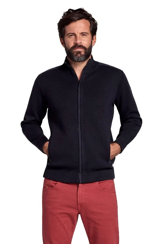 Armor Lux Men's Cardigan Carnac Homme Sweatshirt, Negro (010 Black 010 Black), Large