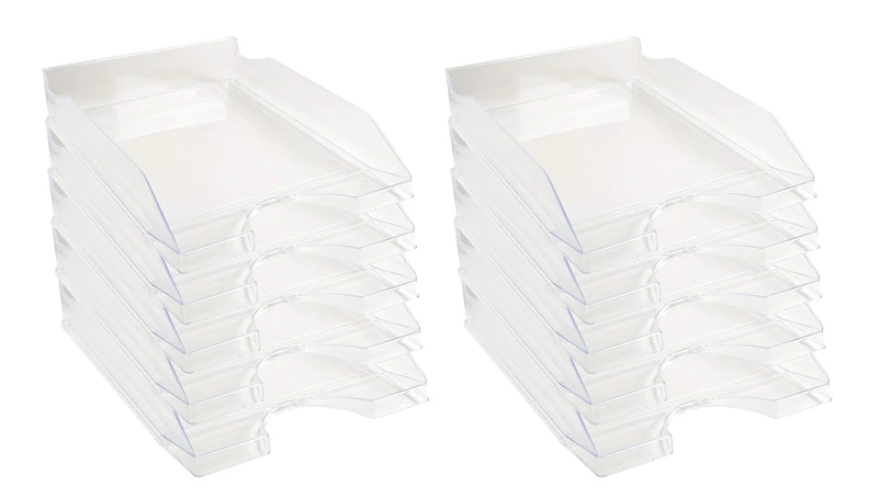 Exacompta - Ref. 12323D - set of 10 ECOTRAY letter trays - dimensions 34.5 x 25.5 x 6.5 cm - for A4+ format documents - crystal color