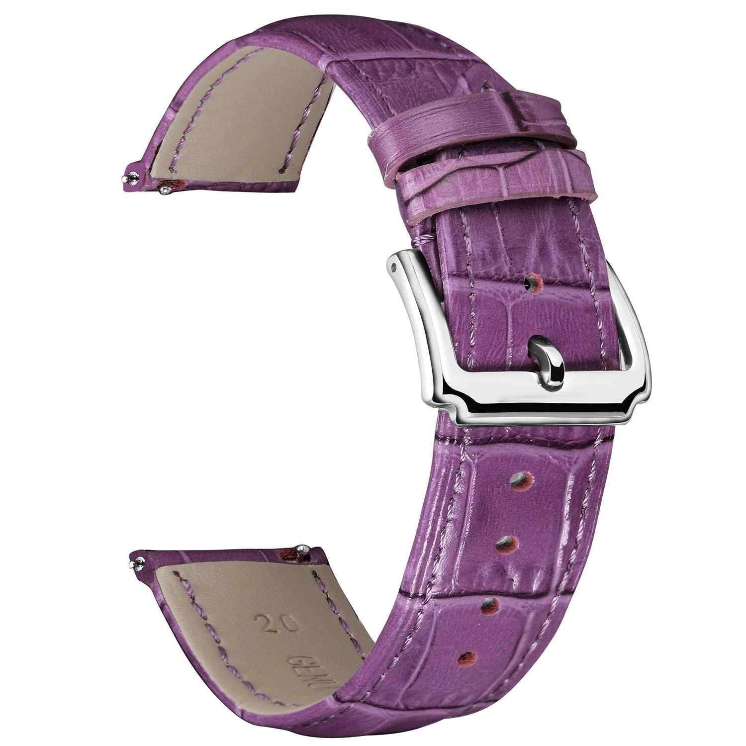 BINLUN Leather Watch Strap Quick Release Replacement Crocodile Leather Watch Bands for Men Women (Purple, 10mm)