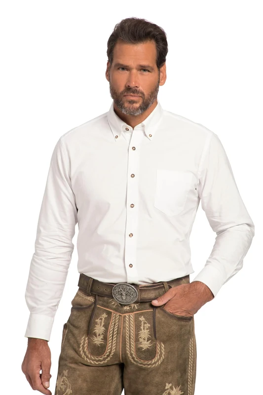 JP 1880 Men's Big & Tall Traditional Bavarian Trachten Shirt White XXX-Large 716822 20-3XL