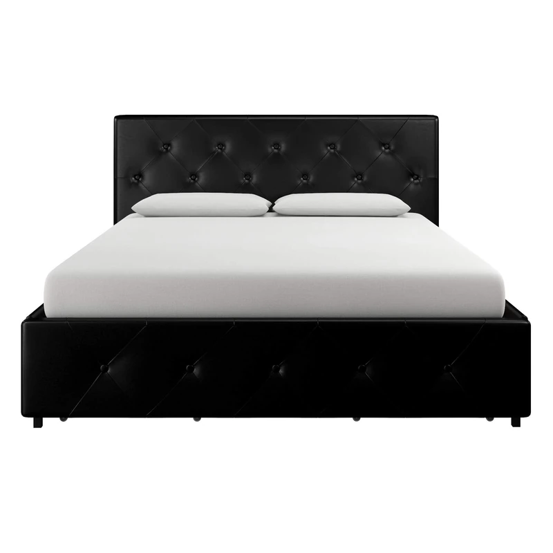 DHP Dakota Bed with Storage Black PU King