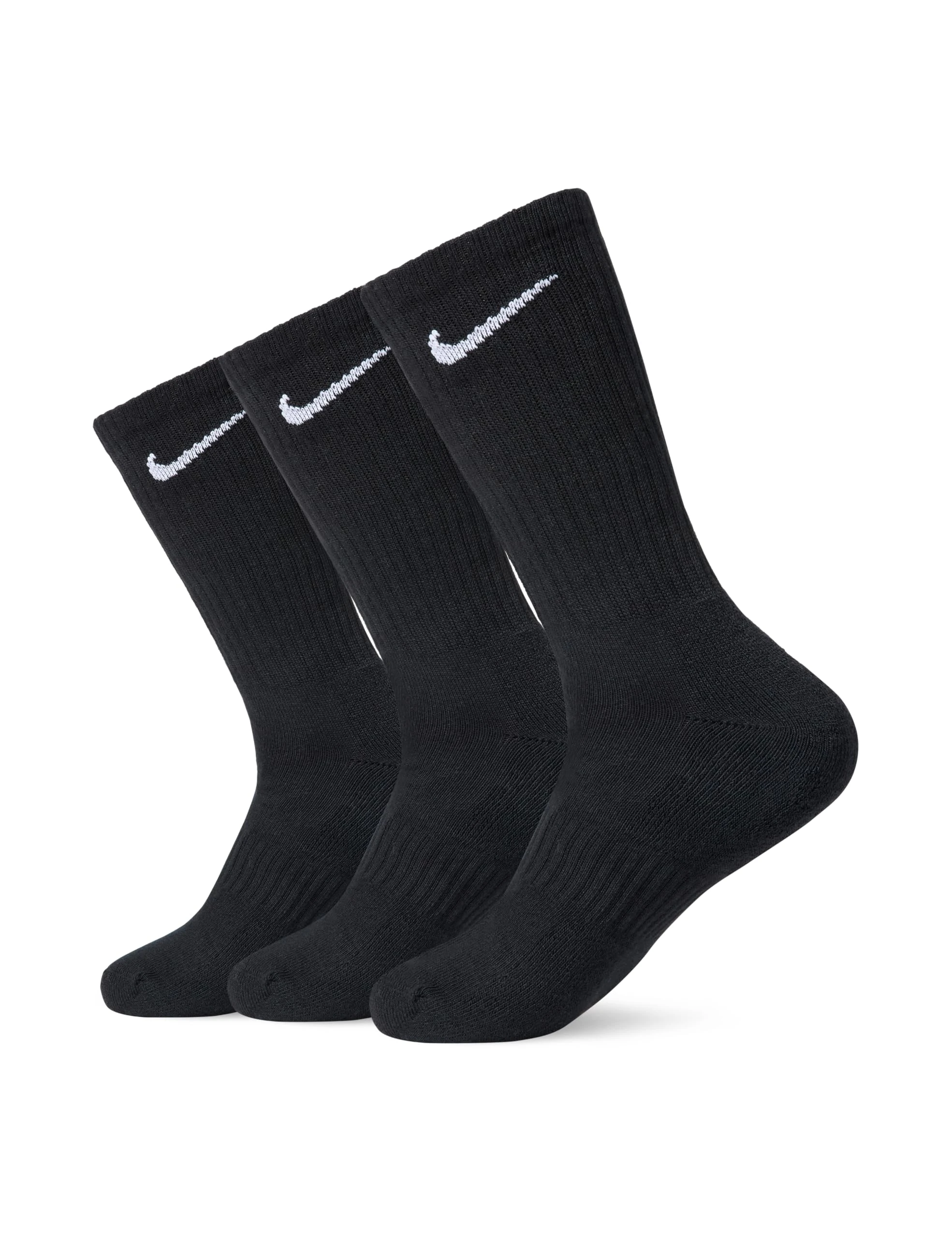 Nike Unisex's U NK EVERYDAY CUSH CREW 3PR Socks, Black/(White), L