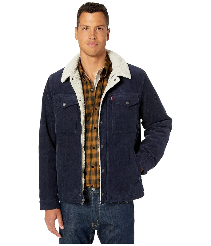 Levi's Men's Sherpa Lined Trucker Jacket (Regular & Big & Tall Sizes) Denim, Navy Corduroy, S