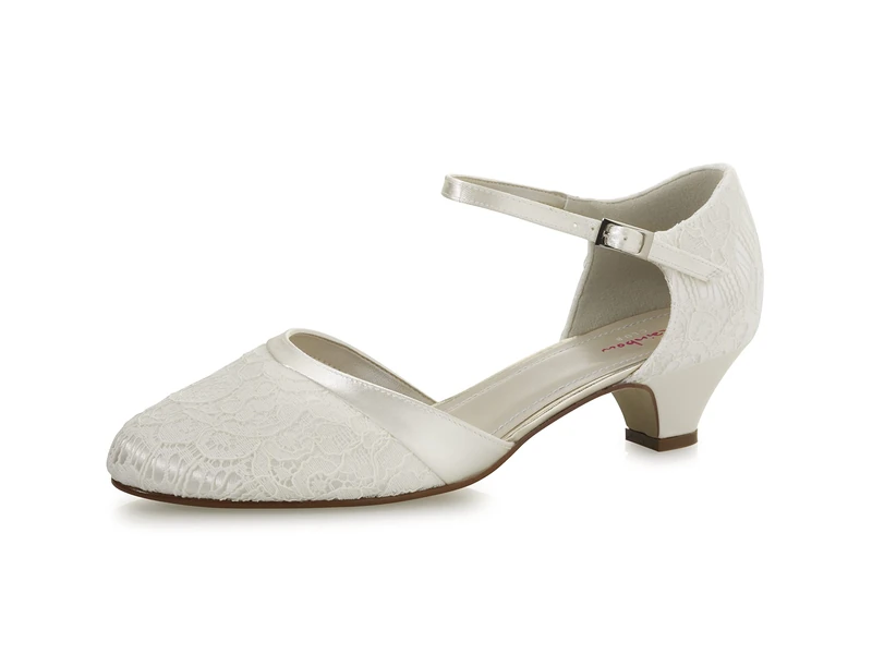 Rainbow Club Bridal Shoes Mickie - Ladies' Pumps, Ivory/Cream, Covered Toe, Satin, Strap, Comfortably Padded, Wedding Shoes - Size 40 EU (7 UK)