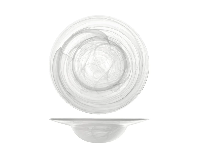 H&h Set of 6 Piatti Pasta Alabastro in vetro Bianco CM24