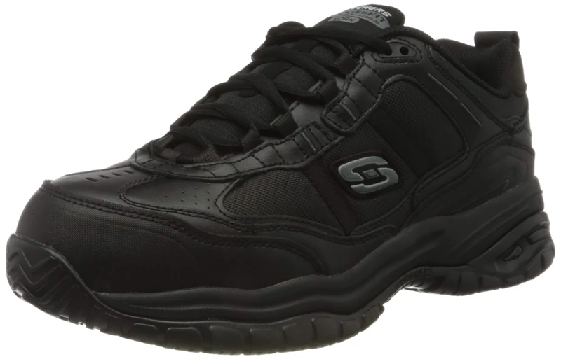 Skechers Men's Soft Stride Grinnel M Industrial Shoe, Black Leather/Black Mesh, 8 UK