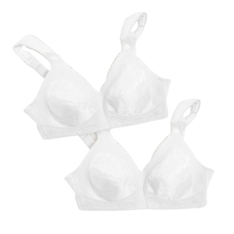 Playtex Women's 18 Hour Original Comfort Strap Us4693, 2-pack Full Coverage Bra, White/White, 36C UK