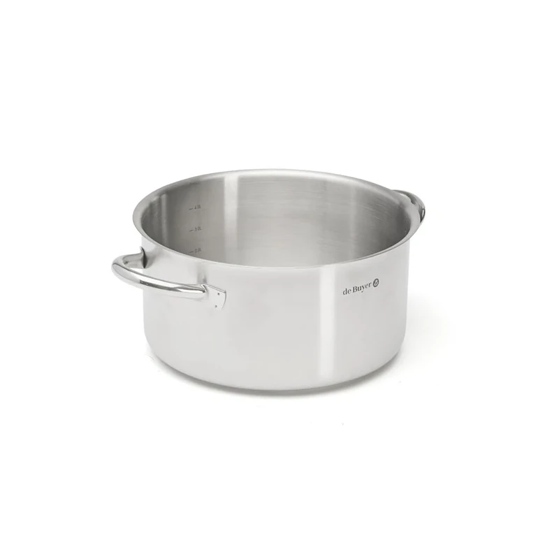De Buyer - Saucepan Without lid in Stainless Steel PRIM'APPETY - 24 cm - PFAS Free, Professional Grade 18/10 Stainless Steel, Thick Magnetic Base for Controlled Cooking, All Heat Sources + ovens,