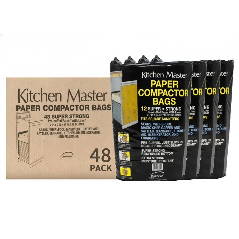 Kitchen Master Paper/Plastic lined Pre-Cuffed Compactor Bags -48 Pack