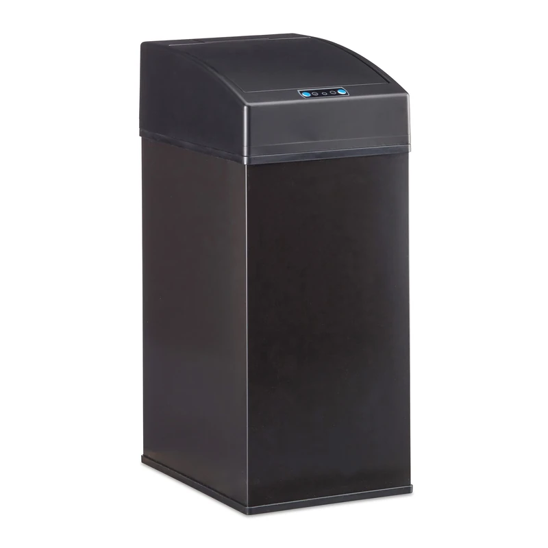 Relaxdays Sensor Waste Bin, Automatic Lid, Liner Bucket with Handle, Hygienic, Steel, HWD 35 x 15 x 20 cm, Black