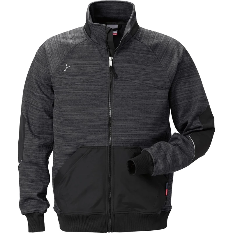 FRISTADS/KANSAS Gen Y 7052 SMP Sweat Jacket Grey/Black Size XL 95% Polyethylene / 5% Elastane