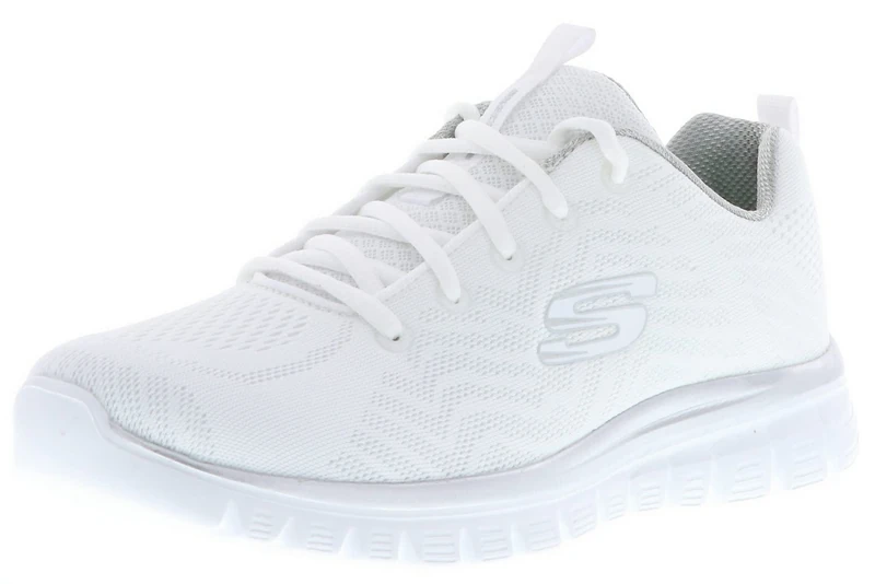Skechers Women's Graceful Get Connected Sneaker, White Silver, 5 UK