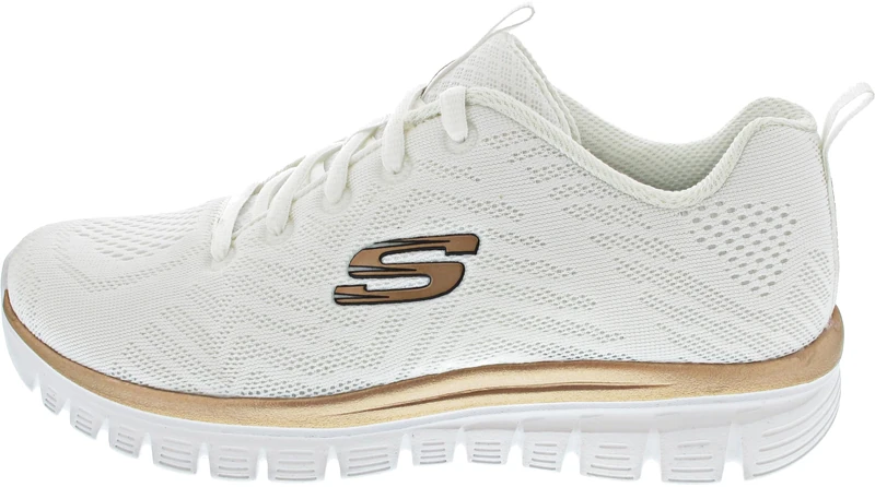 Skechers Women's Graceful Get Connected Sneaker, White Silver, 3 UK