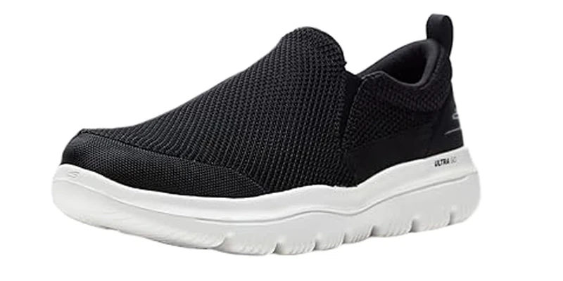 Skechers Men's Go Walk Evolution Ultra - Impeccable Sneaker, Black White, 9 UK