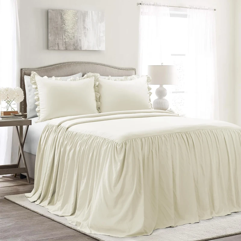 Lush Decor Ruffle Skirt Bedspread, Polyester, Ivory, Queen