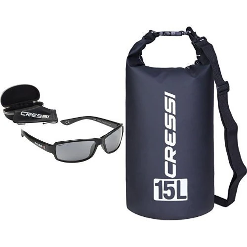 Cressi Ninja Floating, Sunglasses Sport Mens, Polarized Lenses with Waterproof Dry Bag, Black, 10 Litre