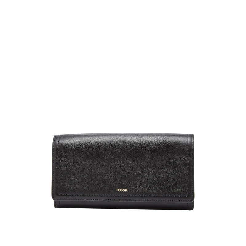 Fossil Women's Logan Flap Clutch Wallet, Black, One Size