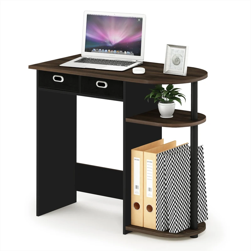 Furinno Go Green Home Laptop Notebook Computer Desk, Study Desk, Writing Desk, Columbia Walnut/Black/Dark Brown