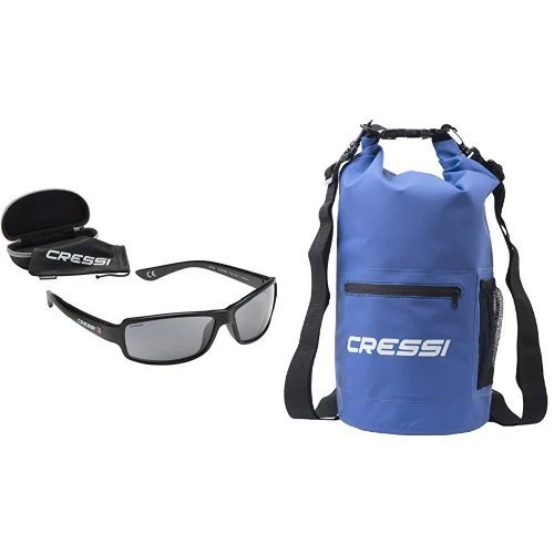 Cressi Ninja Floating, Sunglasses Sport Mens, Polarized Lenses with Waterproof Dry Bag with Zip Pocket, Blue, 10 Litre