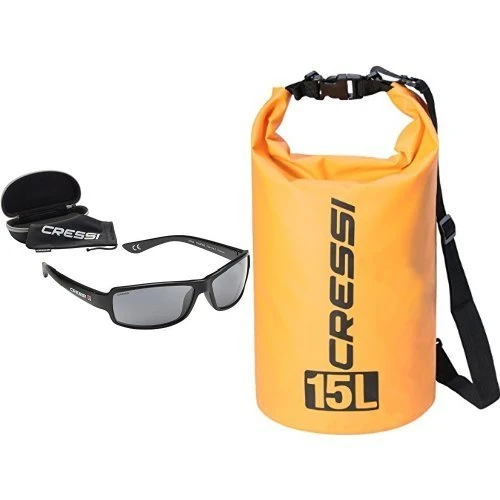 Cressi Ninja Floating, Sunglasses Sport Mens, Polarized Lenses with Waterproof Dry Bag, Orange, 15 Litre