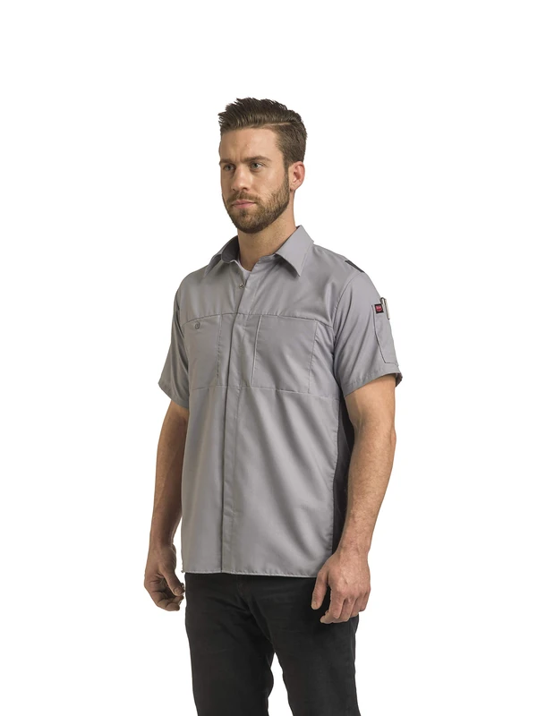 Red Kap Men's Short Sleeve Performance Plus Shop Shirt, Light Grey with Charcoal Mesh, XXXL