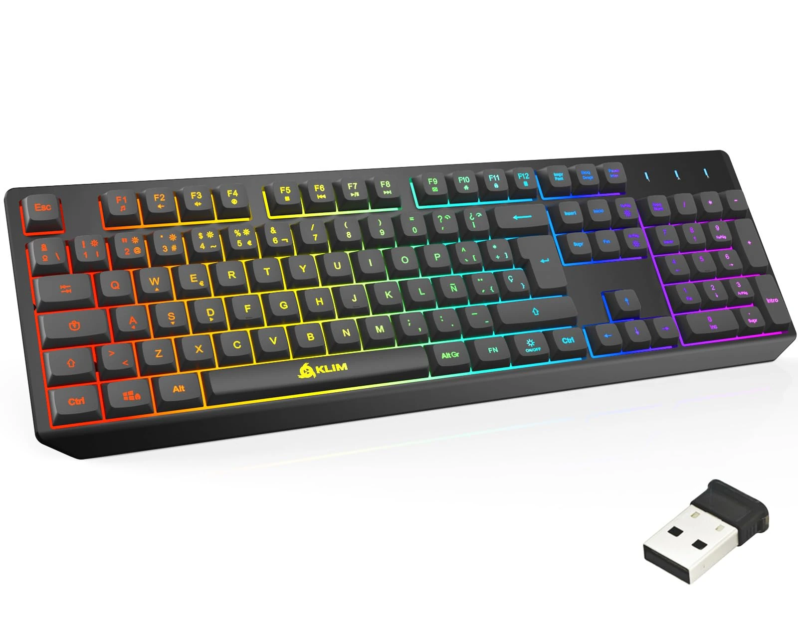 KLIM Chroma SPANISH Wireless Gaming Keyboard - QWERTY LAYOUT - Lightweight, Durable, Waterproof, Ergonomic, Silent Gaming Keyboard