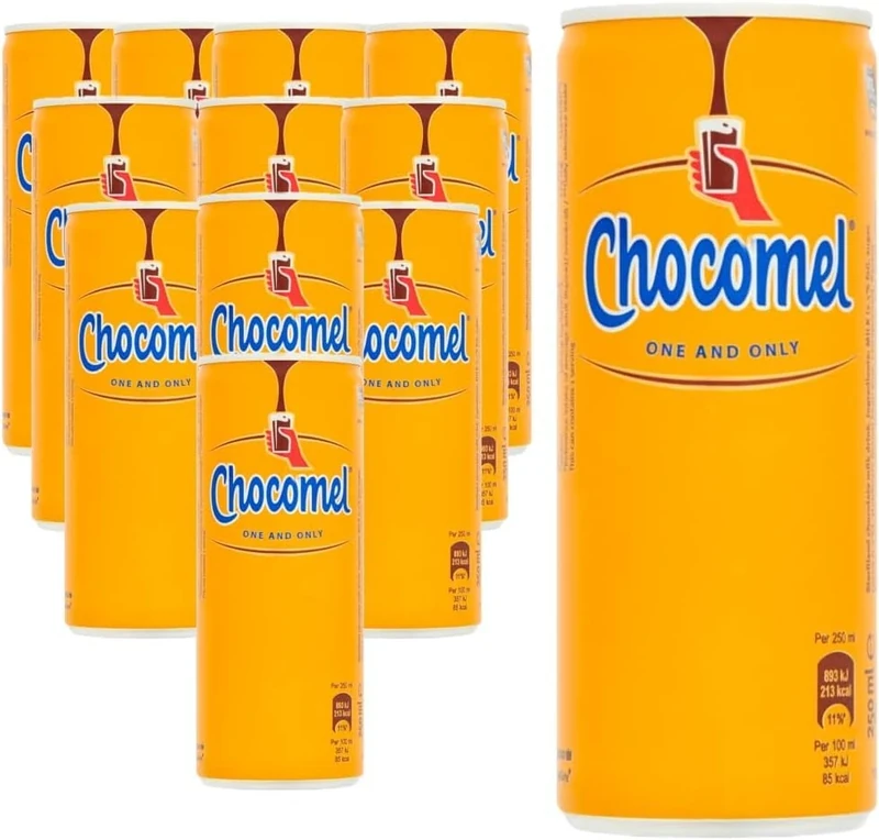 Chocomel Dutch Original Chocolate Milk 250 ml Tin Can (Pack of 12) – Creamy Ready-to-Drink Rich Cocoa, Gluten-Free, Vegetarian & Perfect for Everyday Treats