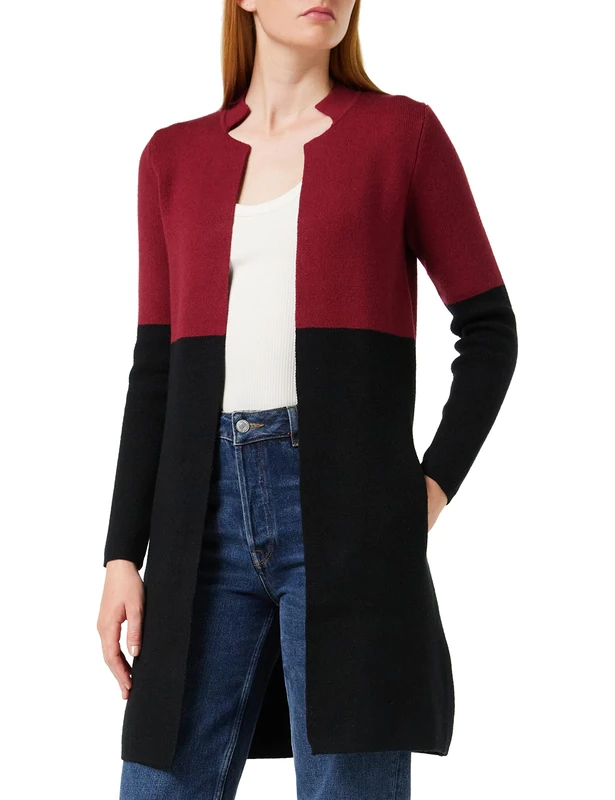 Morgan 162-mblock.m Women's Cardigan Jumper, Burgundy/Black, UK 4